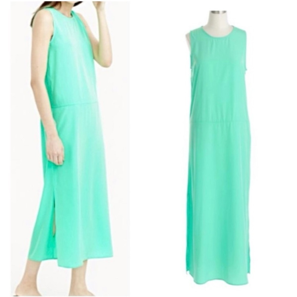J Crew Bright Seafoam/Mint Green Maxi Dress with Slit